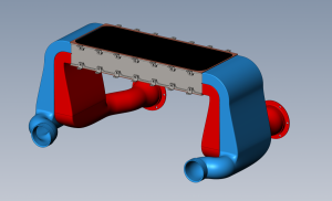 One of several recuperator header arrangements for Rolls-Royce Model 250 gas turbine