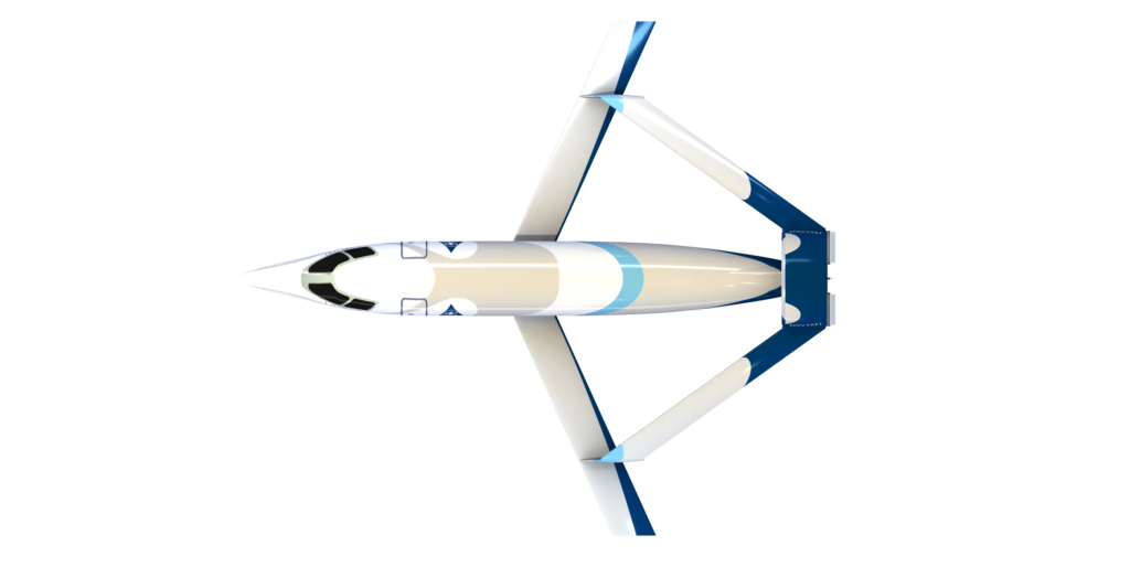 Top down view of Skyfan mid-sized business jet.