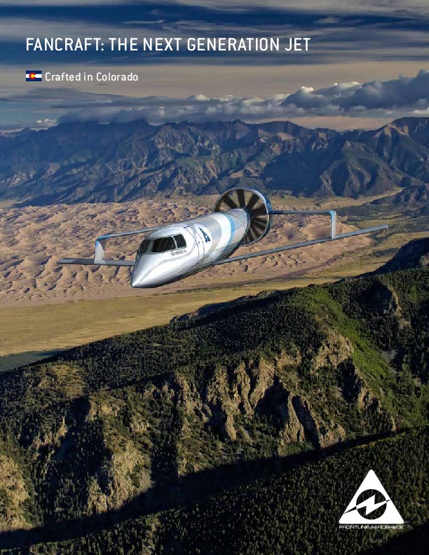Skyfan mid-sized business jet brochure cover. Fancraft: The Next Generation Jet